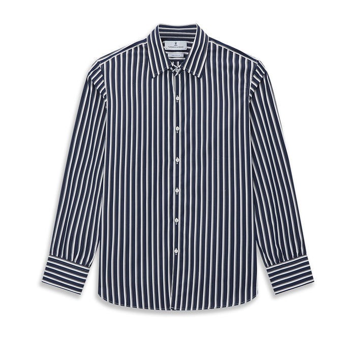 Westminster Bold Striped Navy on White Regular Fit Shirt in Cotton Image 8