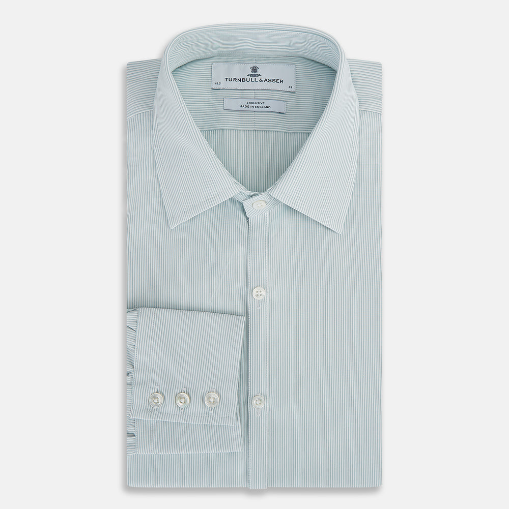 Sage Ripple Double Pinstripe Westminster Shirt 14.5