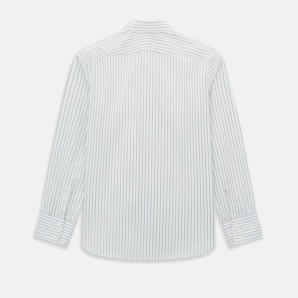 Navy Double Pencil Stripe Westminster Shirt 18.5