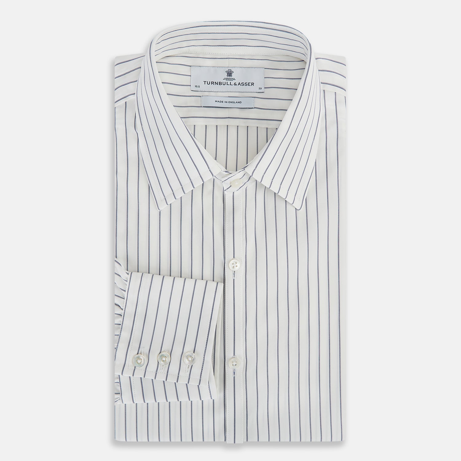 View 5 of product Navy Double Pencil Stripe Westminster Shirt 18.5