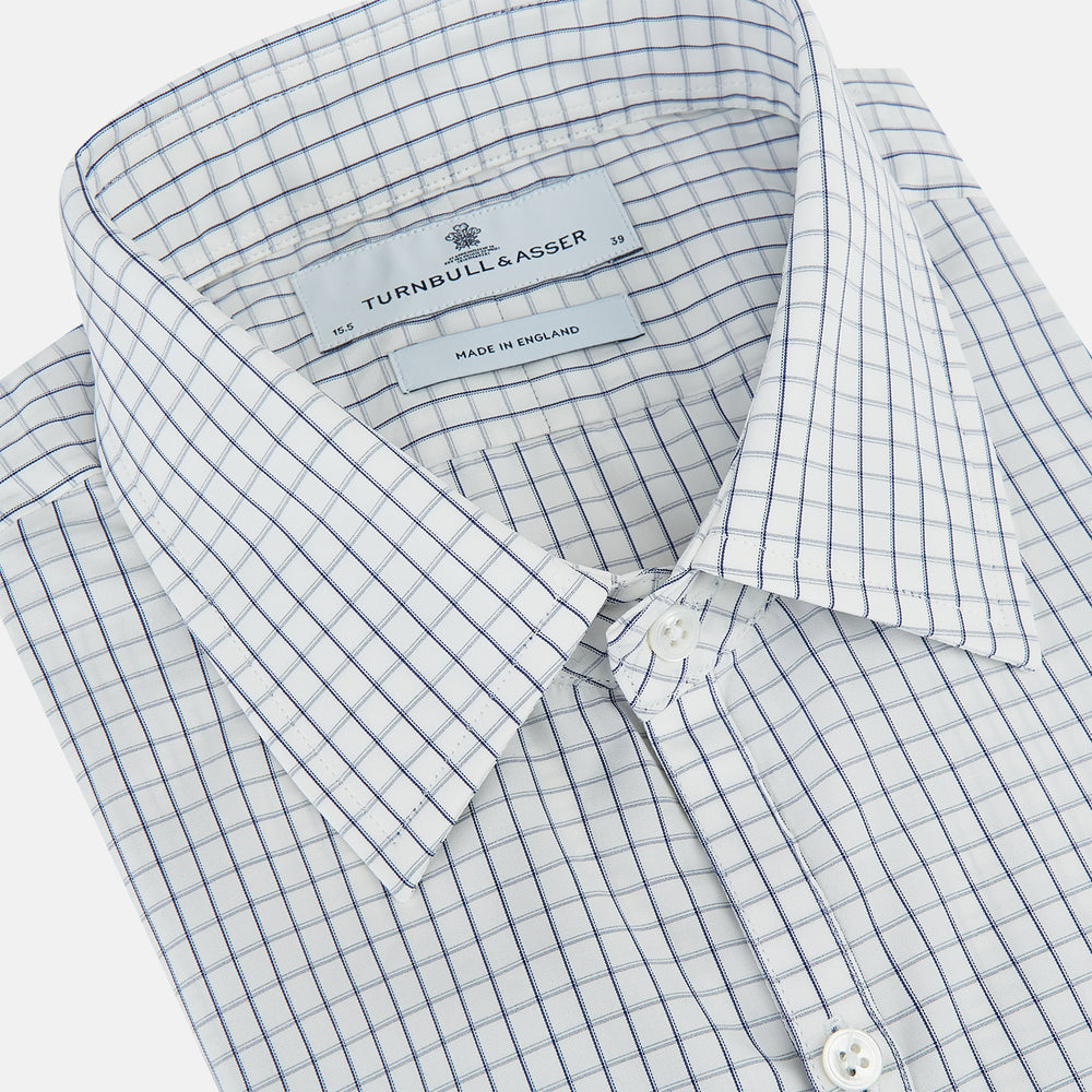 Navy Double Bar Graph Check Westminster Shirt 14.5