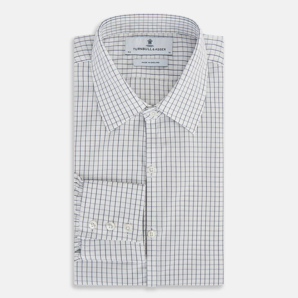 Navy Double Bar Graph Check Westminster Shirt 14.5
