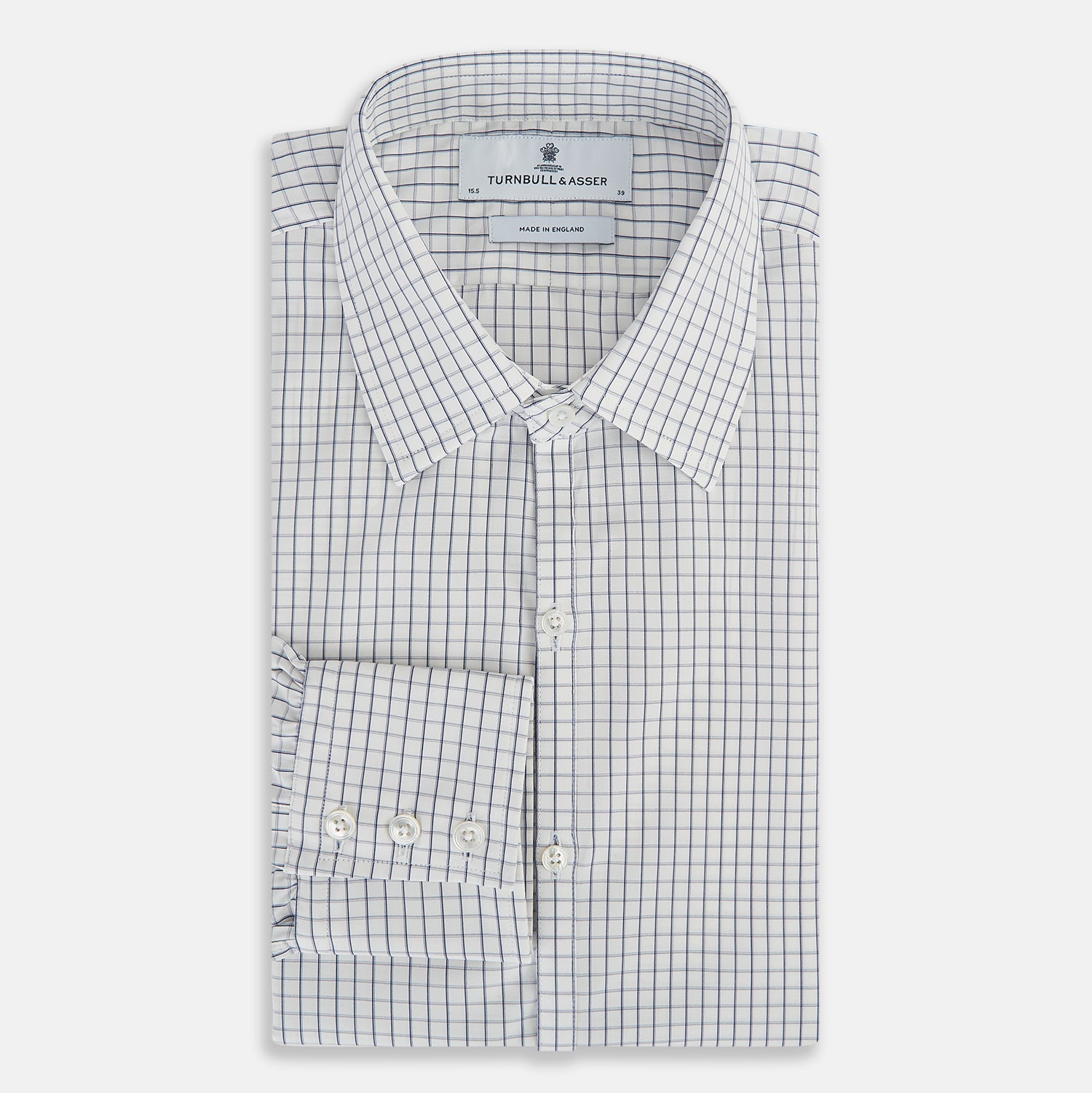 View 5 of product Navy Double Bar Graph Check Westminster Shirt 14.5