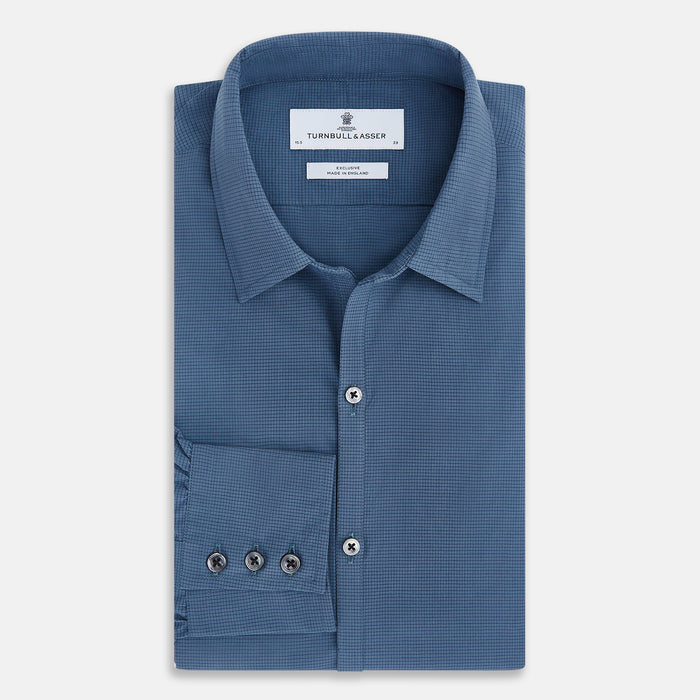 Steel Grey Pin Check Windsor Shirt Image 4