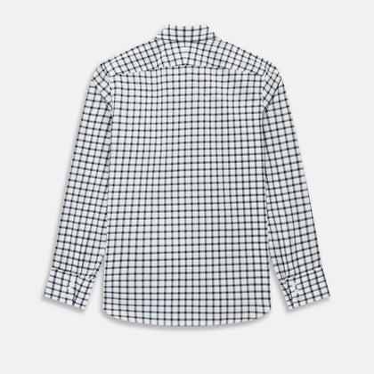 Chequered Navy on White Windsor Regular Fit Shirt in Cotton Image 7