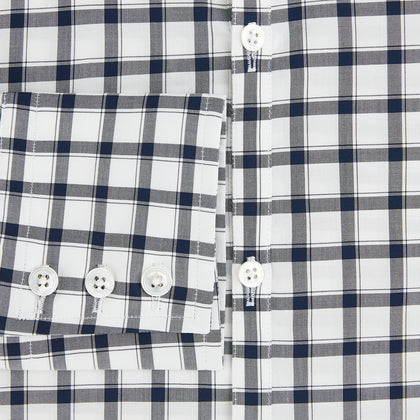 Chequered Navy on White Windsor Regular Fit Shirt in Cotton Image 2
