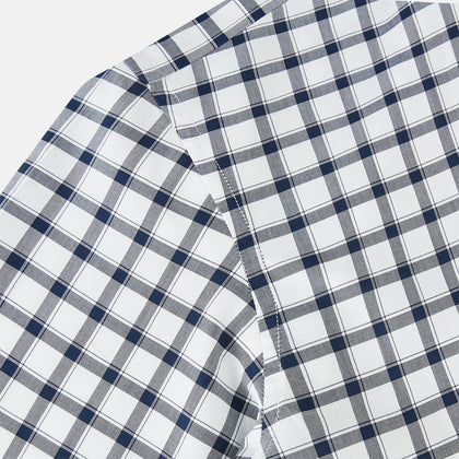 Chequered Navy on White Windsor Regular Fit Shirt in Cotton Image 4