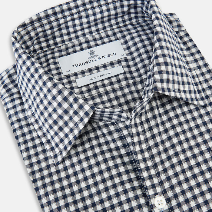 Windsor Fine Checked Navy on White Regular Fit Shirt Image 1