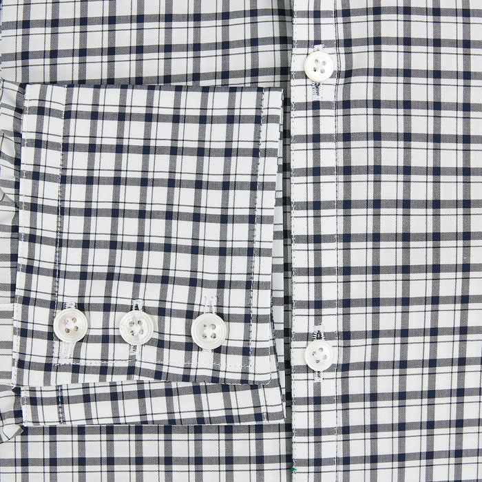 Windsor Fine Double Checked Navy on White Regular Fit Shirt in Cotton Image 3