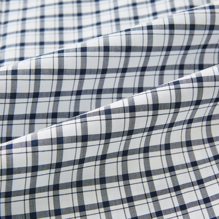 Windsor Fine Double Checked Navy on White Regular Fit Shirt in Cotton Image 7
