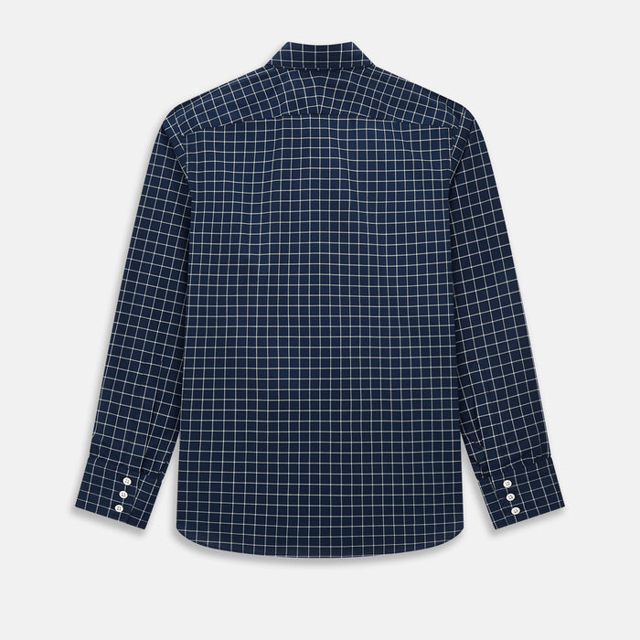 Windsor Bold Checked White on Navy Shirt in Cotton Image 2