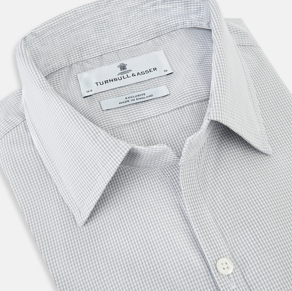Grey Micro-Tattersall Check Windsor Shirt 16