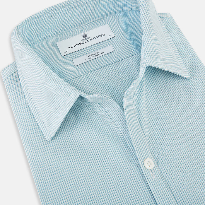 Turquoise Micro-Tattersall Check Windsor Shirt Image 1