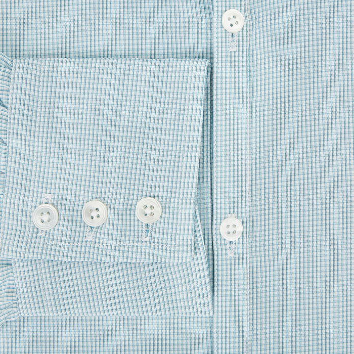 Turquoise Micro-Tattersall Check Windsor Shirt Image 3