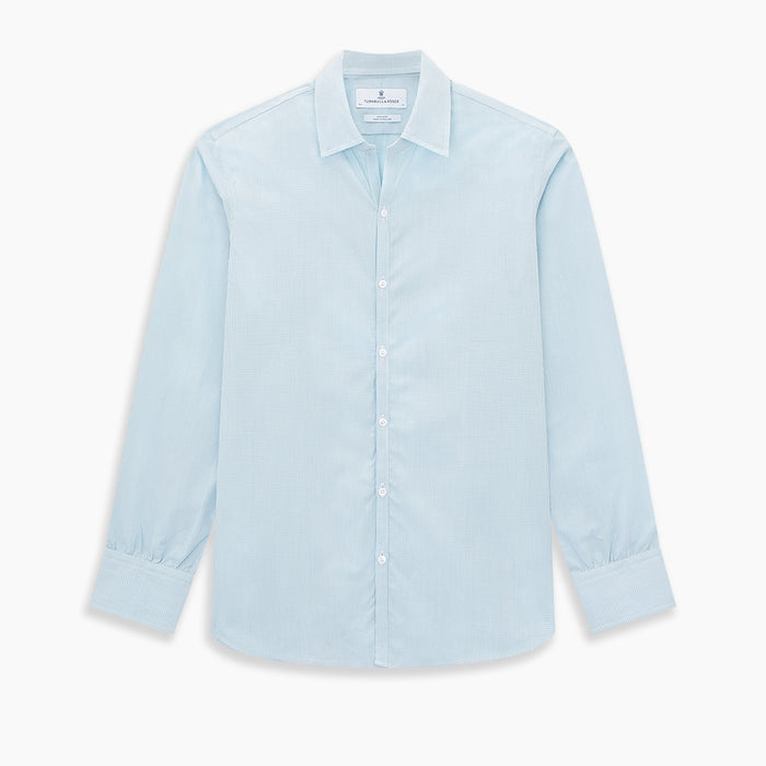 Turquoise Micro-Tattersall Check Windsor Shirt Image 8