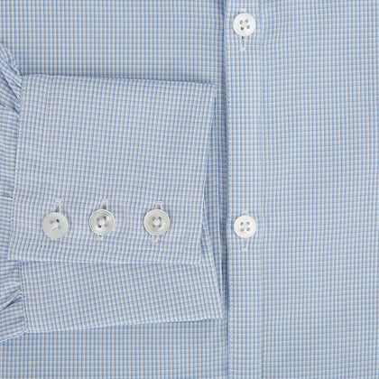 Colony Blue Micro-Tattersall Check Windsor Shirt Image 3