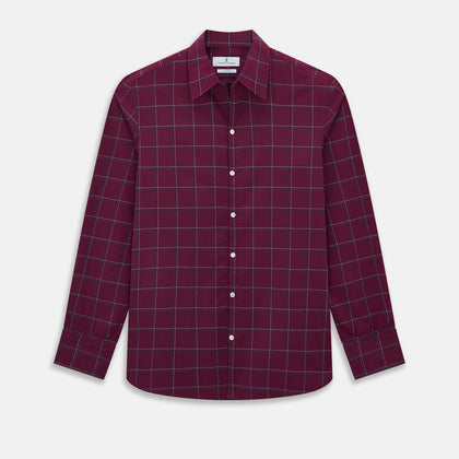 Wine Grid Check Windsor Shirt