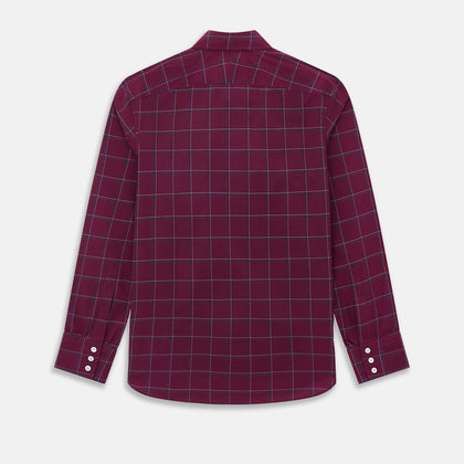 Wine Grid Check Windsor Shirt Image 2