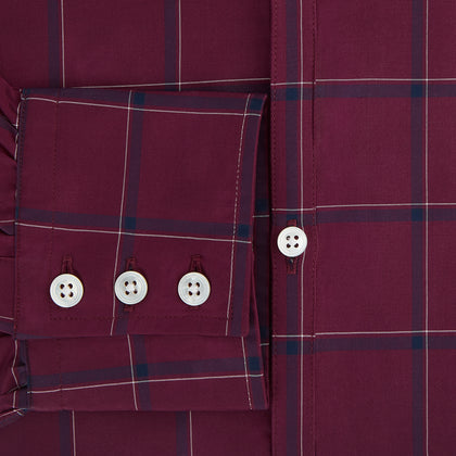 Wine Grid Check Windsor Shirt Image 3