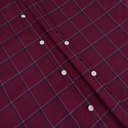 Wine Grid Check Windsor Shirt Image 6
