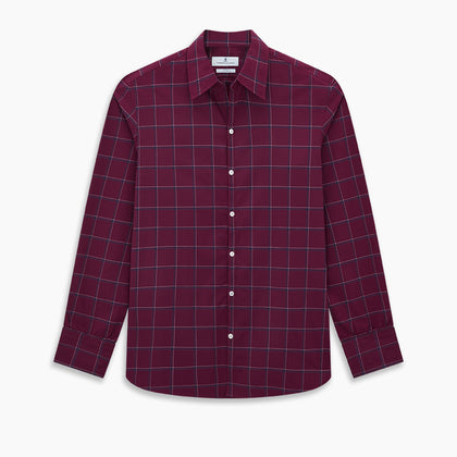 Wine Grid Check Windsor Shirt Image 8