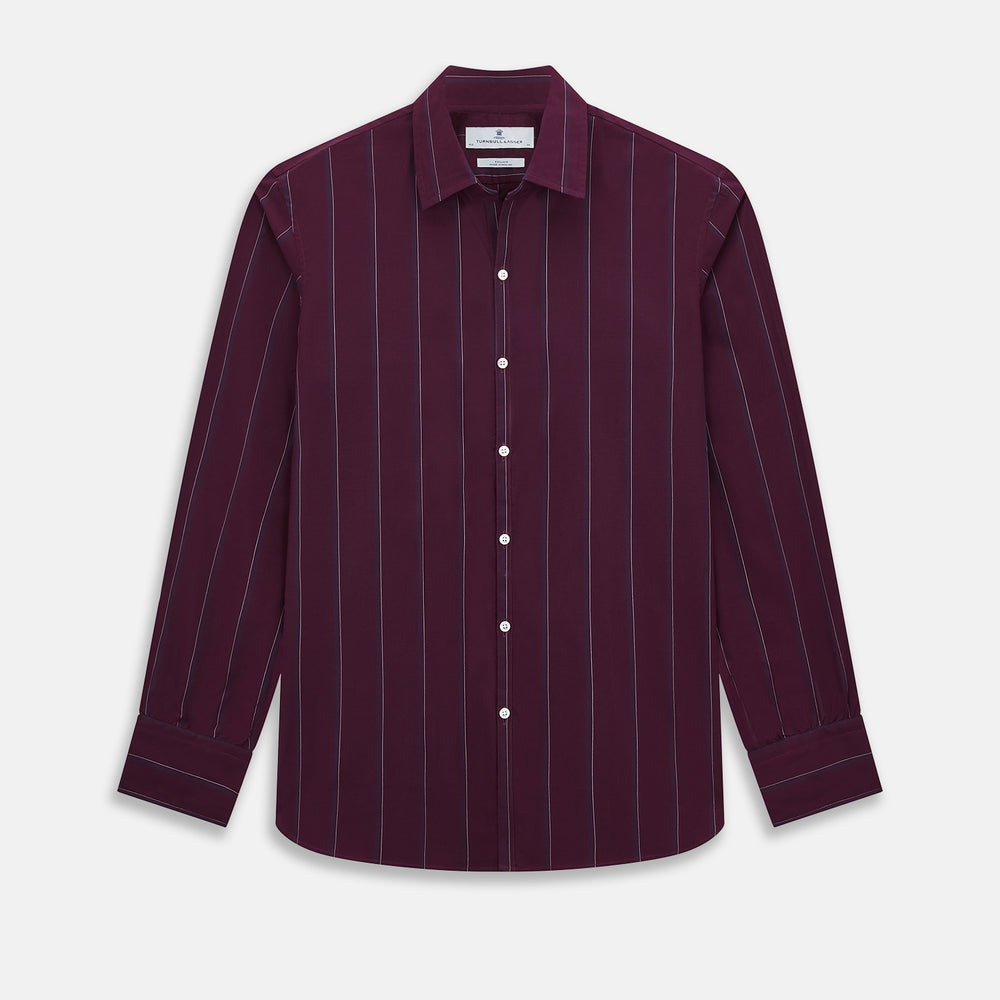 Dark Burgundy Track Stripe Windsor Shirt 19