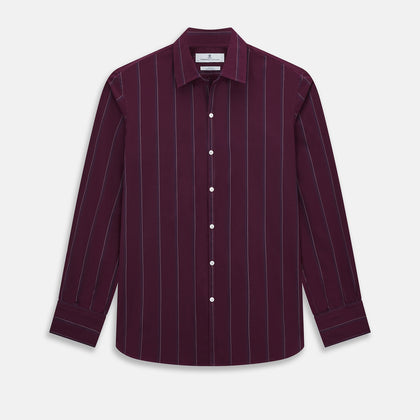 Dark Burgundy Track Stripe Windsor Shirt Image 1