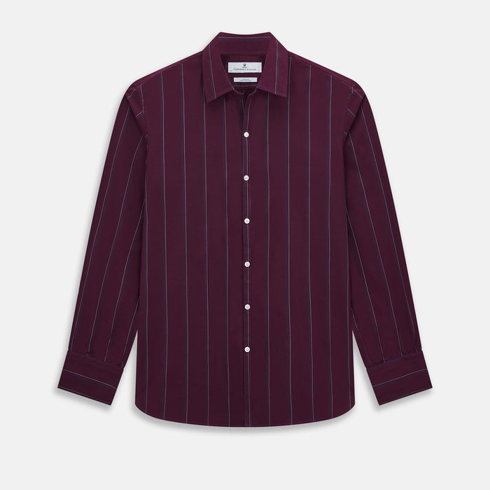 Dark Burgundy Track Stripe Windsor Shirt Image 1