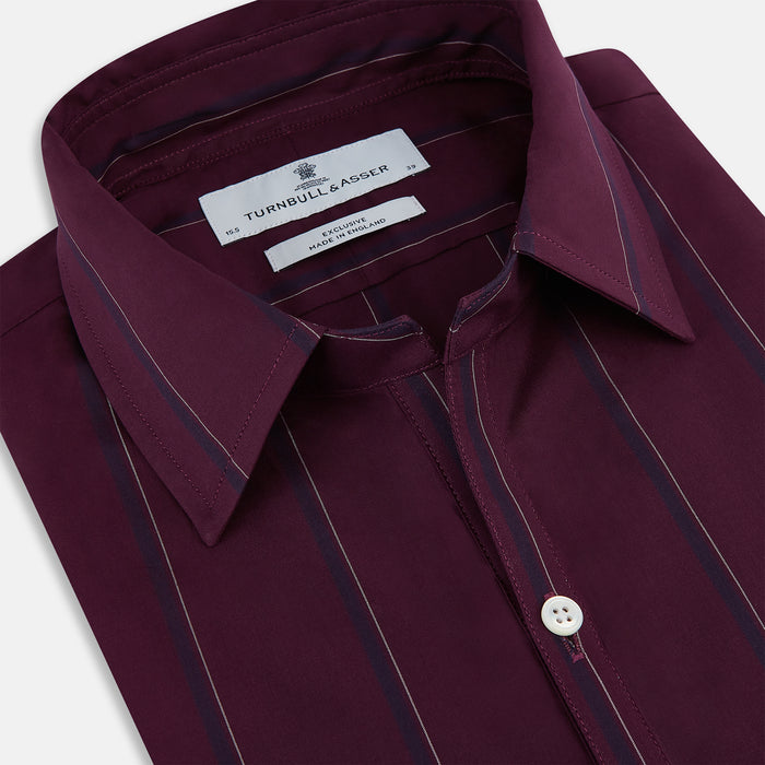 Dark Burgundy Track Stripe Windsor Shirt Image 2