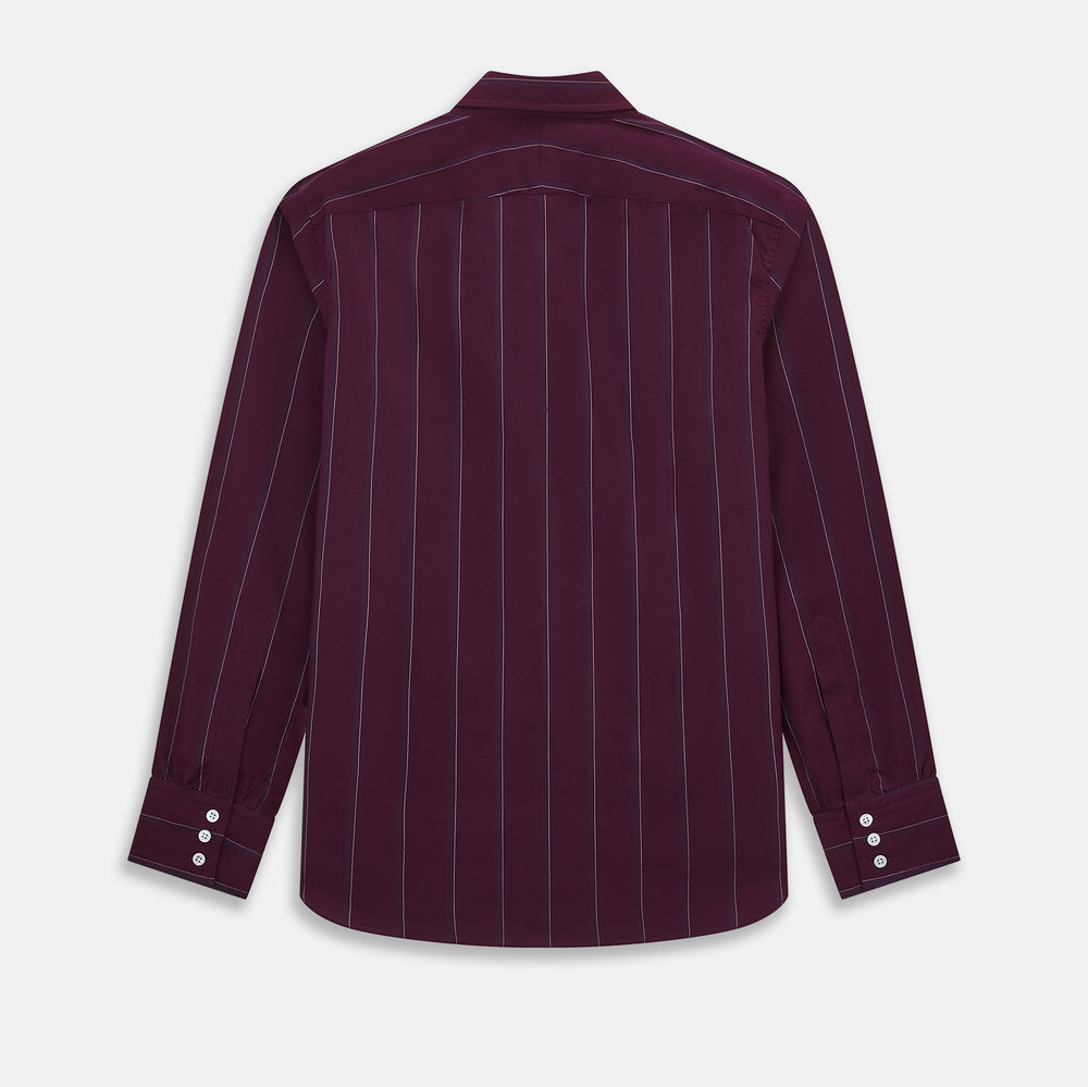 Dark Burgundy Track Stripe Windsor Shirt 19