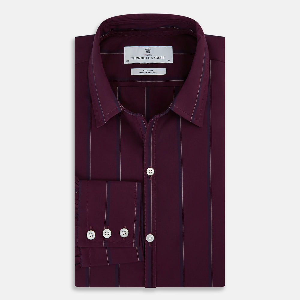 Dark Burgundy Track Stripe Windsor Shirt 19