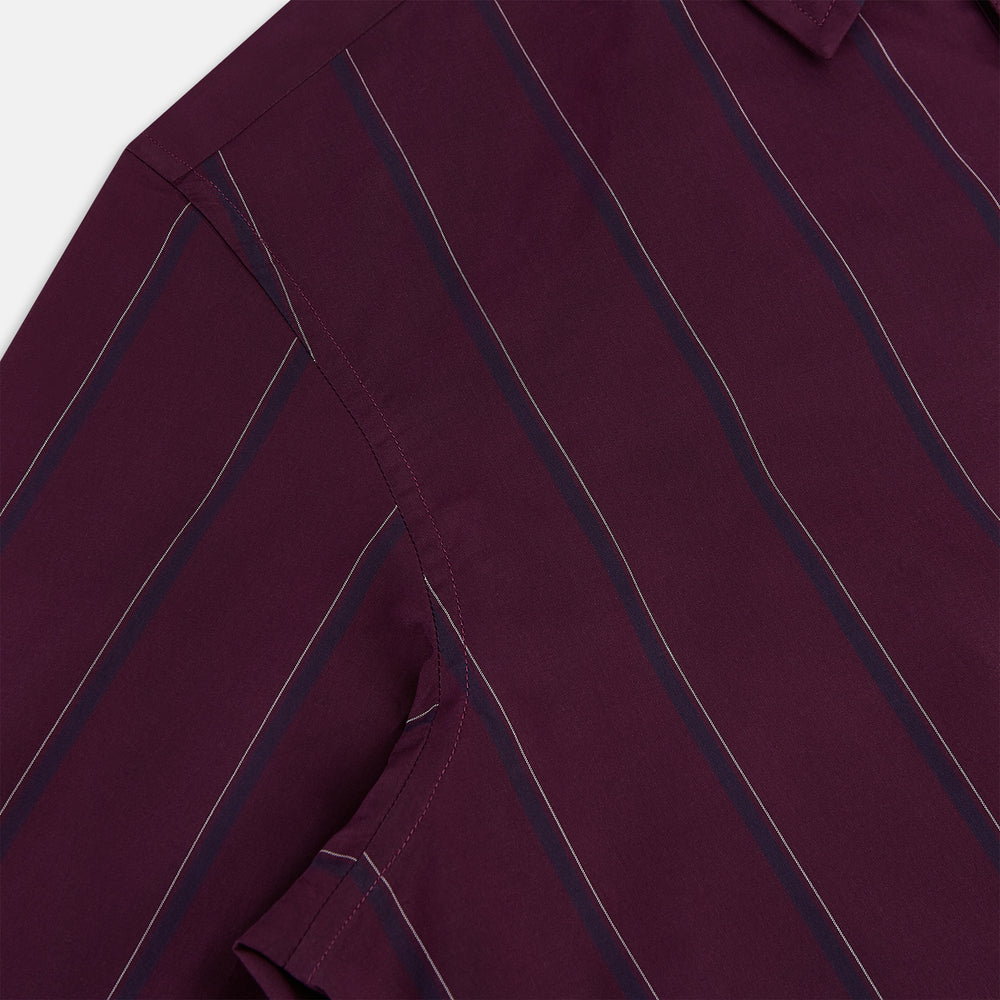 Dark Burgundy Track Stripe Windsor Shirt 19