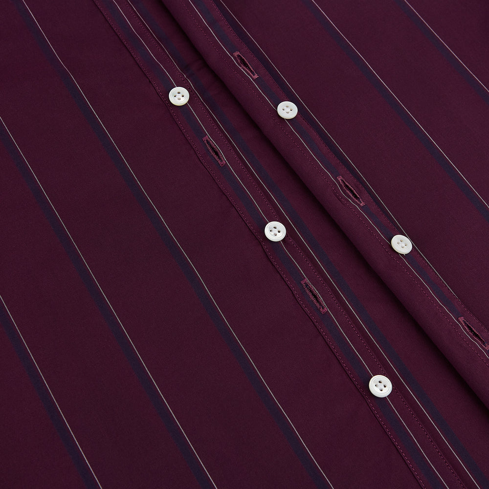 Dark Burgundy Track Stripe Windsor Shirt 19