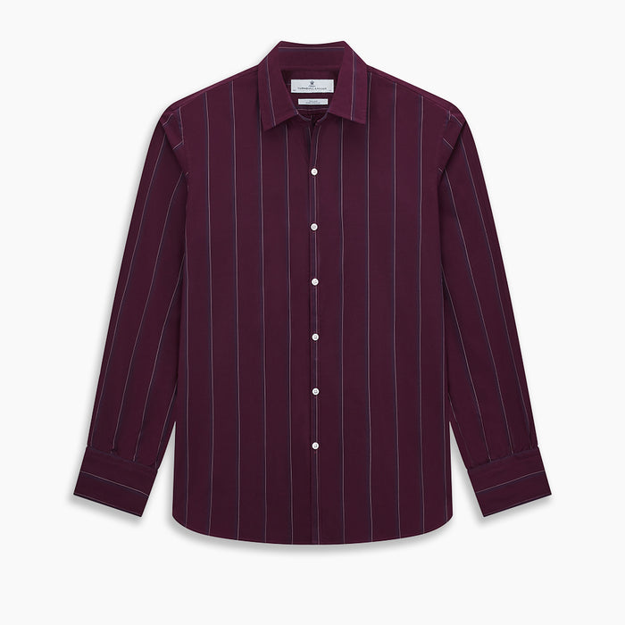 Dark Burgundy Track Stripe Windsor Shirt Image 17