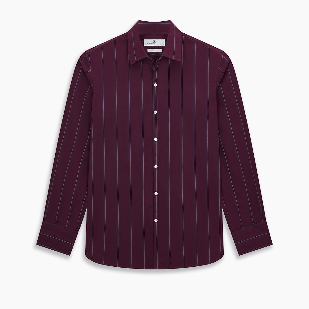 Dark Burgundy Track Stripe Windsor Shirt 19