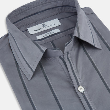 Grey Track Stripe Windsor Shirt Image 1