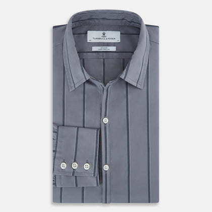 Grey Track Stripe Windsor Shirt Image 4