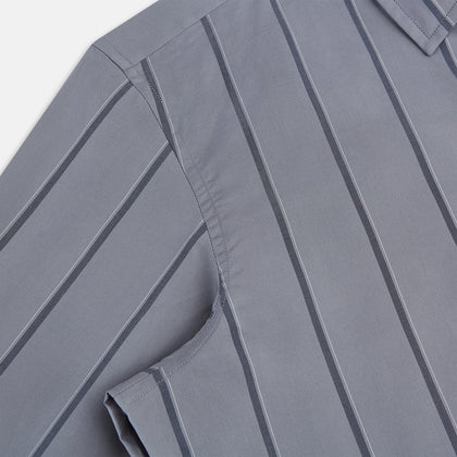 Grey Track Stripe Windsor Shirt Image 5