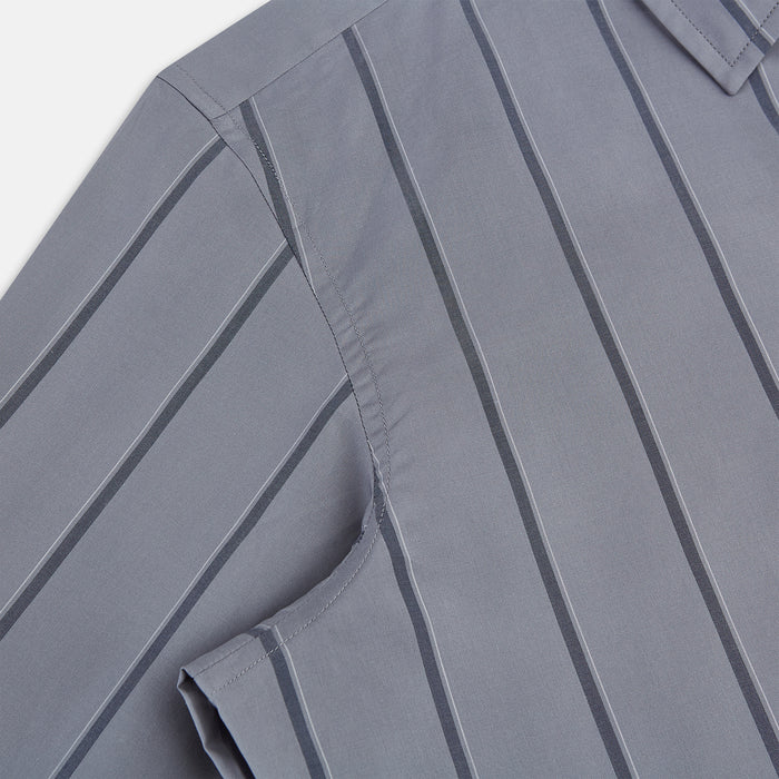Grey Track Stripe Windsor Shirt Image 5