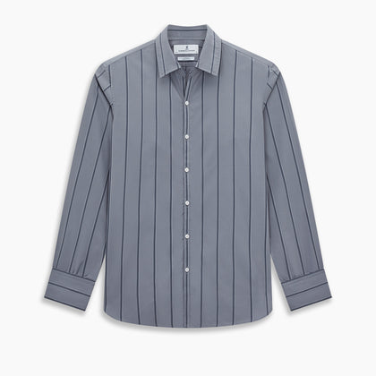 Grey Track Stripe Windsor Shirt Image 8