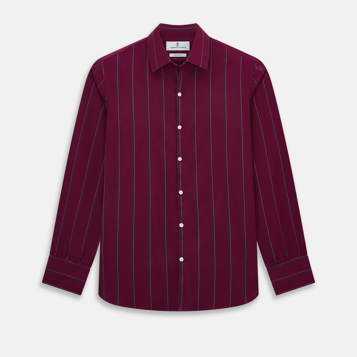Wine Track Stripe Windsor Shirt