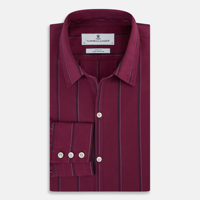 Wine Track Stripe Windsor Shirt Image 4