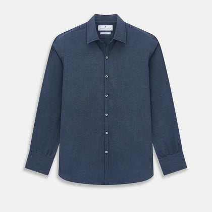 Pale Blue and Navy Pin Check Windsor Shirt
