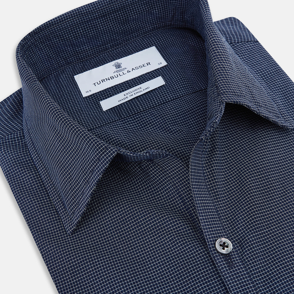 Pale Blue and Navy Pin Check Windsor Shirt 19
