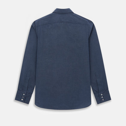 Pale Blue and Navy Pin Check Windsor Shirt Image 2