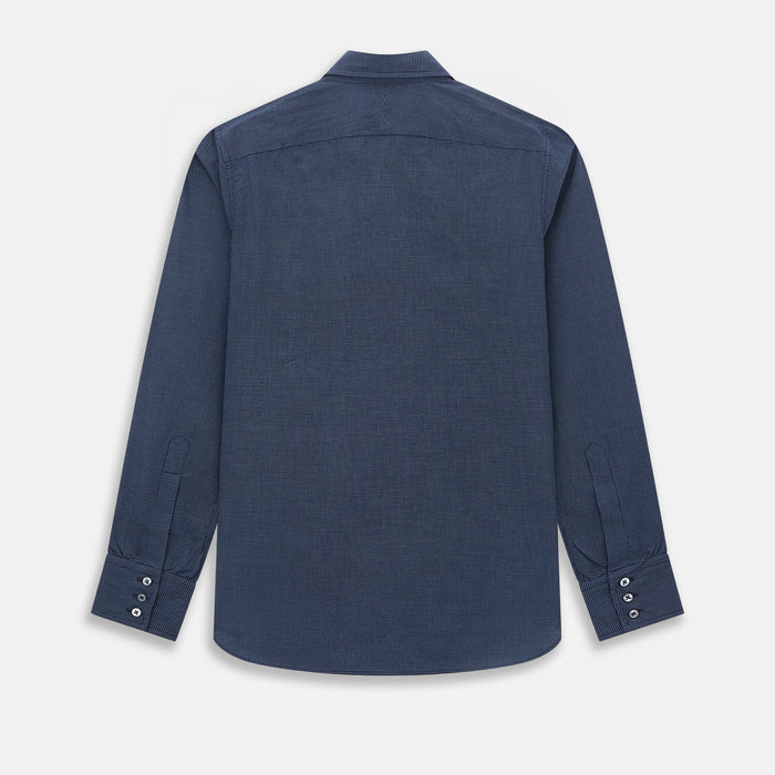 Pale Blue and Navy Pin Check Windsor Shirt Image 2