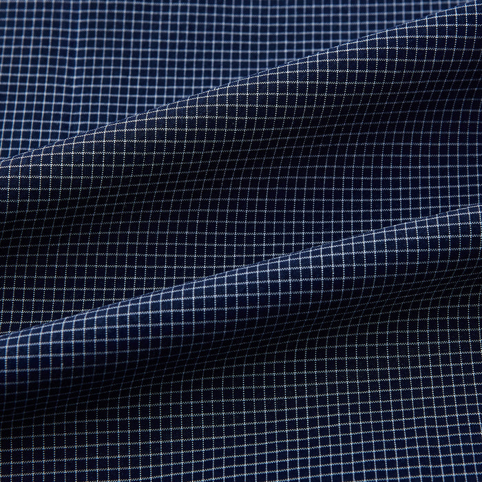 Pale Blue and Navy Pin Check Windsor Shirt Image 7