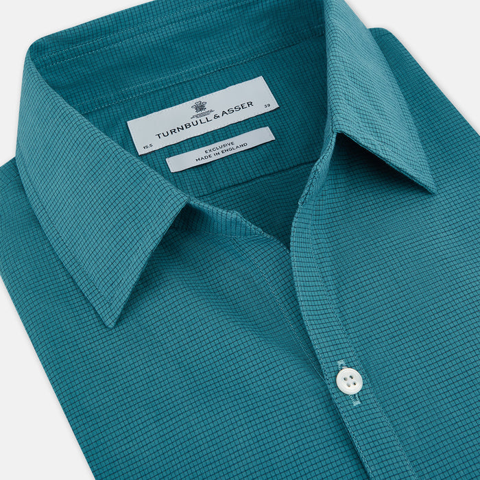 Turquoise Pin Check Windsor Shirt Image 1