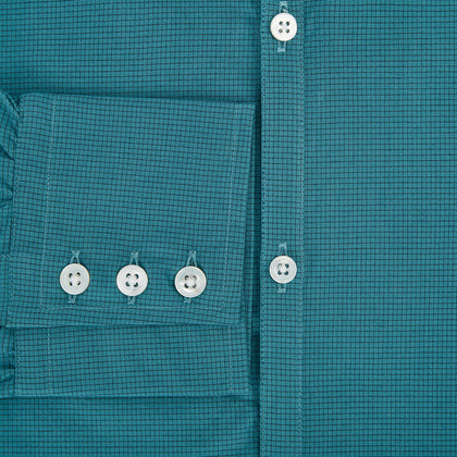 Turquoise Pin Check Windsor Shirt Image 3
