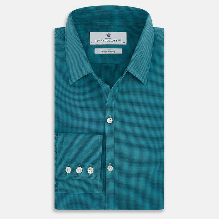 Turquoise Pin Check Windsor Shirt Image 4